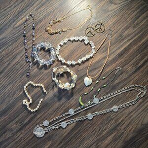 Contemporary Style Standing Acrylic Towel/Jewelry Holder w/ Costume Jewelry